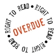 Cercle formed by the words 'right to read' in black, repeated 3x, with 'overdue' in red forming a bar in the middle