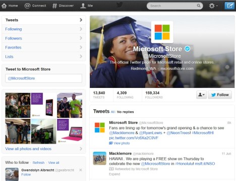 Microsoft Store Twitter page.