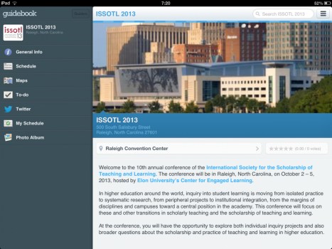  Schedule, planner and collective photo album: ISSOTL Guidebook App. Click image to enlarge.