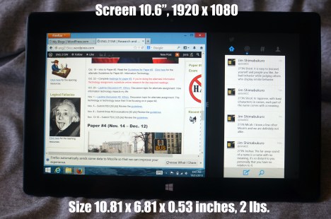 Microsoft Surface Pro 2 tablet PC with WordPress and Twitter.