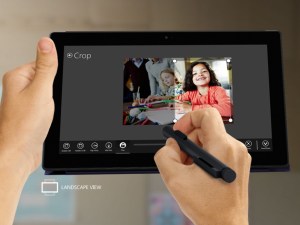 You can hold it in one hand, like a clipboard, and do stuff on it with the other hand...