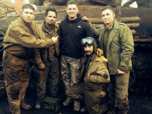 David 'Sting' Rae, center, with the crew on set.