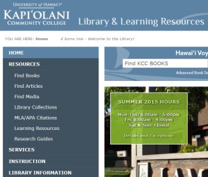 Library's main webpage.