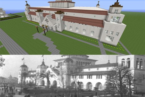 Screen captures from the Columbian Exposition recreated in MineCraft by Catherine Cook's 2014-15 5th grade class.